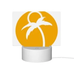 Rectangular Acrylic Night Light, A Yellow Circle With A Palm Tree In It. -Nuas Diy Shop 62d0665d9450779f278a2a4d10c80bcca1aa1219