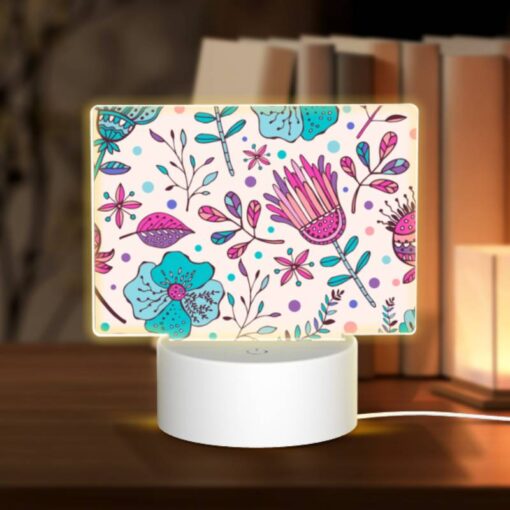 Rectangular Acrylic Night Light, A Colorful Floral Pattern With Pink -Nuas Diy Shop 63370c5901a888904140ad742d652a742f70154d