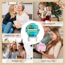 Round Acrylic Night Light, A Collection Of Six Different Colored Postage Stamps Featuring Beach And Tropical Themes. -Nuas Diy Shop 633c2bea4951164040e409473885dae4918f5013