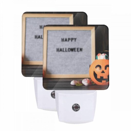 Night Light Set Of 2, A Happy Halloween Sign Is Displayed Next To A Pumpkin. -Nuas Diy Shop 6353b6a76a49b7adfb3fdea50ba9450f78959e71