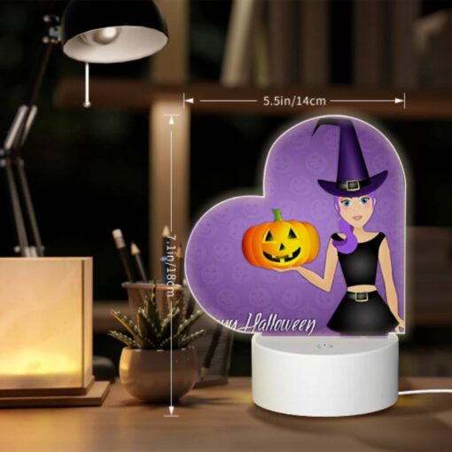 Love Acrylic Night Light, A Girl Wearing A Witch's Hat And Holding A Pumpkin. -Nuas Diy Shop 63691171edf65bca1ea4d56d39ff46d4ac470182