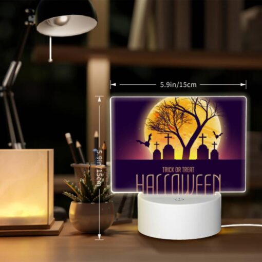 Rectangular Acrylic Night Light, A Halloween Poster With A Tree And Crosses. -Nuas Diy Shop 63a205051b28c873322a2bd2bcefe8e41c3ec327