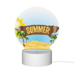 Round Acrylic Night Light, A Sign That Says "Summer" On A Beach. -Nuas Diy Shop 63e082bd403c35b379aadf3fc76089ddce645eaf