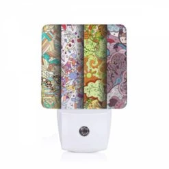 Night Light, Four Different Colored Paintings Of Leaves.