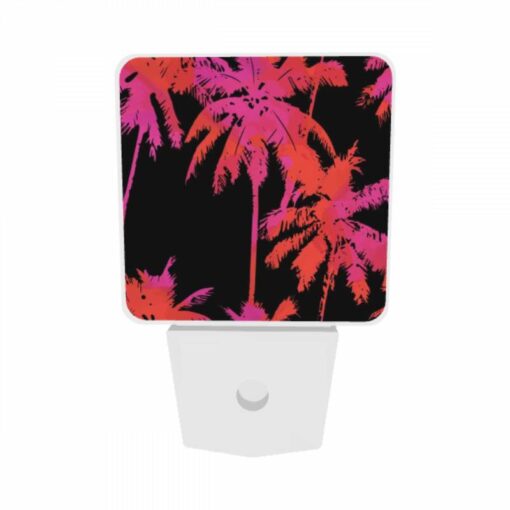Night Light Set Of 2, A Pink And Red Palm Tree With A Black Background. -Nuas Diy Shop 647332f8a3a443ef6323d88d5477dbd41fe5a20d