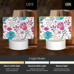 Rectangular Acrylic Night Light, A Colorful Floral Pattern With Pink -Nuas Diy Shop 64d60ec5488adbc38ed9136f4e6f8012764b662d
