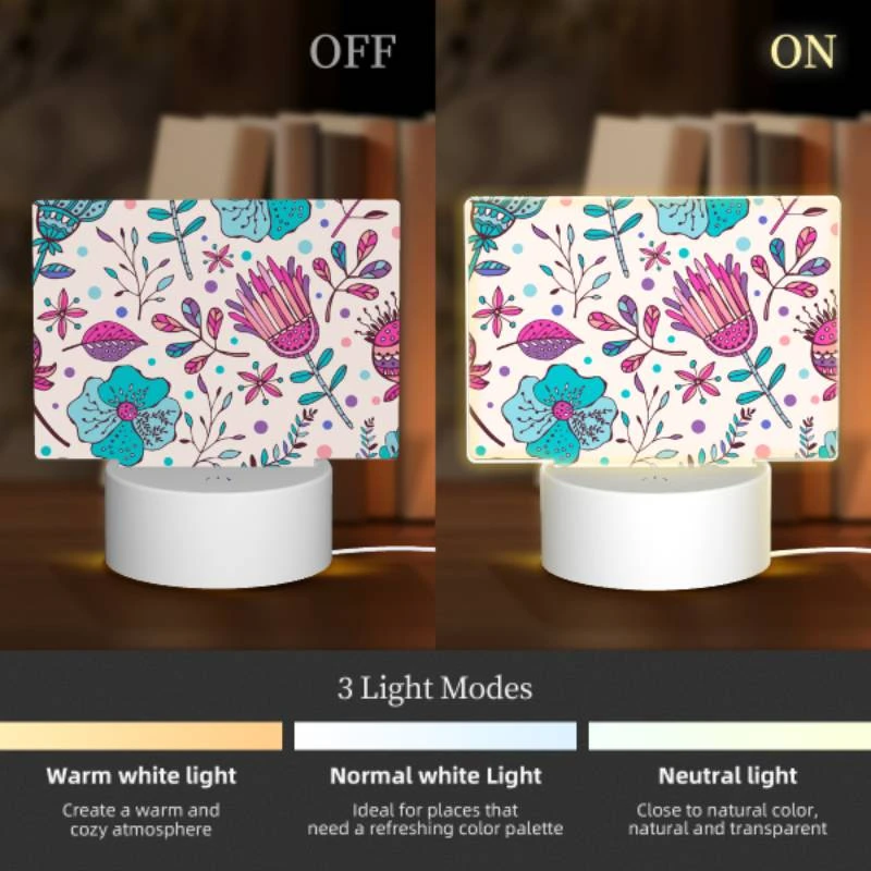 Rectangular Acrylic Night Light, A colorful floral pattern with pink Rectangular Acrylic Night Light, A Colorful Floral Pattern With Pink -Nuas Diy Shop 64d60ec5488adbc38ed9136f4e6f8012764b662d