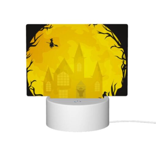 Rectangular Acrylic Night Light, A Skeleton Is Sitting In Front Of A Haunted House. -Nuas Diy Shop 64dec837817f714c3f351d8b7de1511d9cbc388e