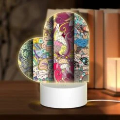 Love Acrylic Night Light, Four Different Colored Designs Of A Flower.