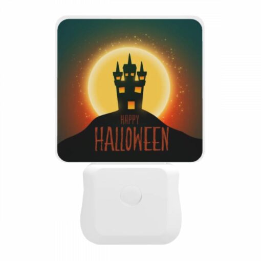 Night Light, A Halloween Poster With A Castle And The Words "Happy Halloween" Written On It. -Nuas Diy Shop 653ec4251dec25ce2bd67465f6737ad65633fa22