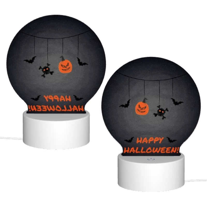 Round Acrylic Night Light, A Halloween decoration with a pumpkin and a bat. Round Acrylic Night Light, A Halloween Decoration With A Pumpkin And A Bat. -Nuas Diy Shop 65472f72264dd36861bf55826617368188af641a