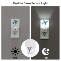 Night Light Set Of 2, A Blue And White Airplane With A Snowflake Pattern On The Tail. -Nuas Diy Shop 6615e81c8dd469ccd9717f86a4001eaccd31e9a7