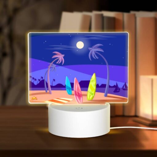 Rectangular Acrylic Night Light, A Beach Scene With A Surfboard And A Boat. -Nuas Diy Shop 663f79ccd85452bd2298caa69b127ee19be1ee90