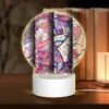 Round Acrylic Night Light, Three Colorful Designs Are Displayed On A Wall.