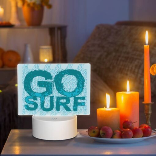 Rectangular Acrylic Night Light, A Blue And White Surfboard With The Word "go" On It. -Nuas Diy Shop 66855d6ce4610a3499c1e414d61331004ec6e66d