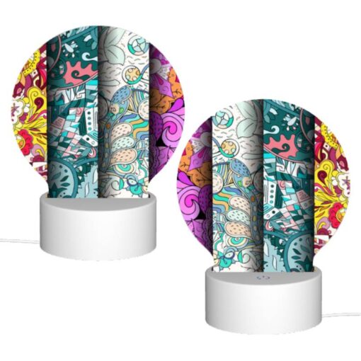 Round Acrylic Night Light, Four Different Colored Paintings Of Flowers. -Nuas Diy Shop 66bdd3e29922e0911a0d2b837c7bf1d197516ca9