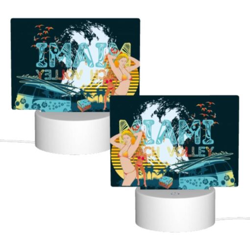 Rectangular Acrylic Night Light, A Woman In A Bikini Is Standing In Front Of A Beach Volleyball Net. -Nuas Diy Shop 6701249144d9132d8028991f95c5d9e99d903718