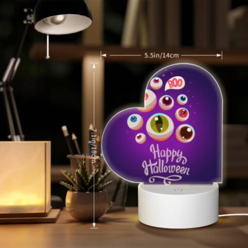 Love Acrylic Night Light, A Purple Background With A Happy Halloween Sign And A Bunch Of Eyes. -Nuas Diy Shop 67b9323ac8221d93c525b4d7cd4d15c991d37946