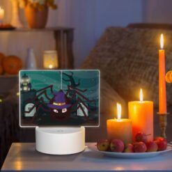 Rectangular Acrylic Night Light, A Spider With A Witch's Hat On Its Head Is Hanging From A Rope. -Nuas Diy Shop 67c11c41daa1fc053c46c6feb4500223066a5d57