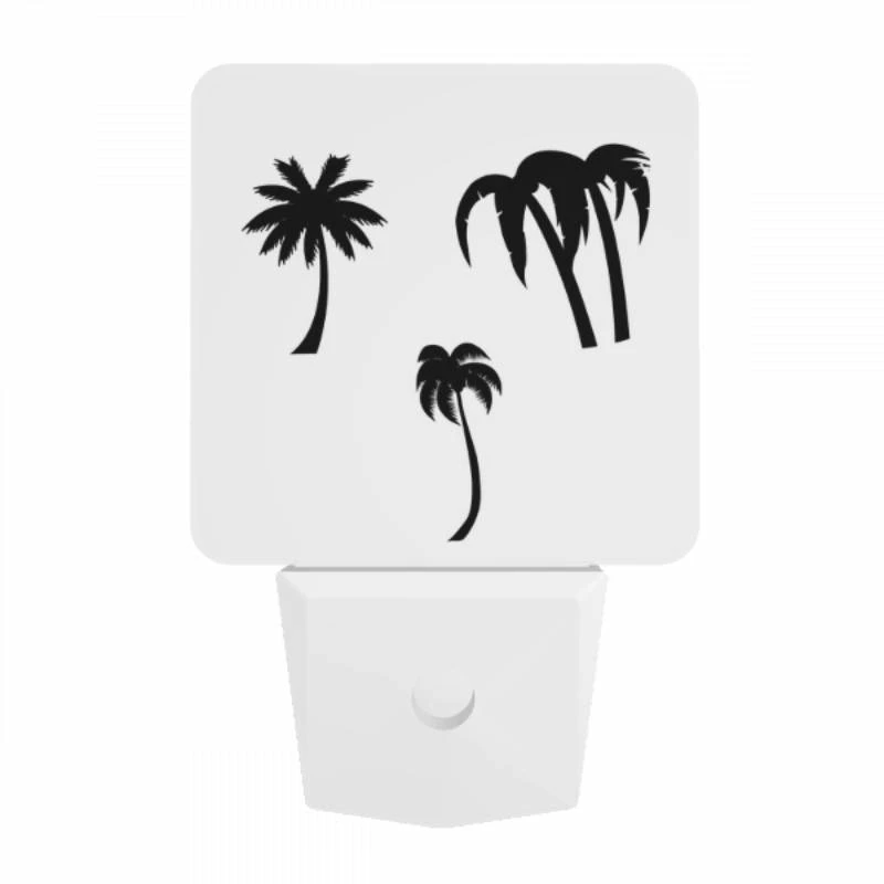 Night Light, Three black and white palm trees on a white background. Night Light, Three Black And White Palm Trees On A White Background. -Nuas Diy Shop 6807666e491d691baba4f8ebe805688df19aac0a