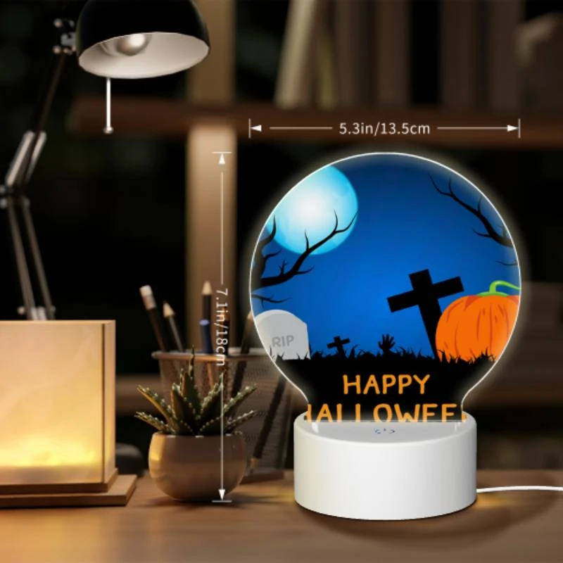 Round Acrylic Night Light, A Halloween scene with a moon Round Acrylic Night Light, A Halloween Scene With A Moon -Nuas Diy Shop 687734b9f7ef50752a8af9bde03d09e13038696f