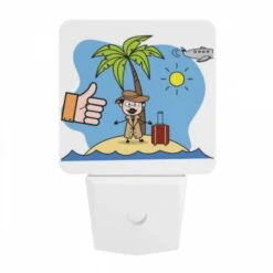 Night Light, A Man In A Suit And Hat Is Standing On A Beach With A Suitcase And A Bag. -Nuas Diy Shop 68863174b72640227a664ea4ee651b1c6818729d
