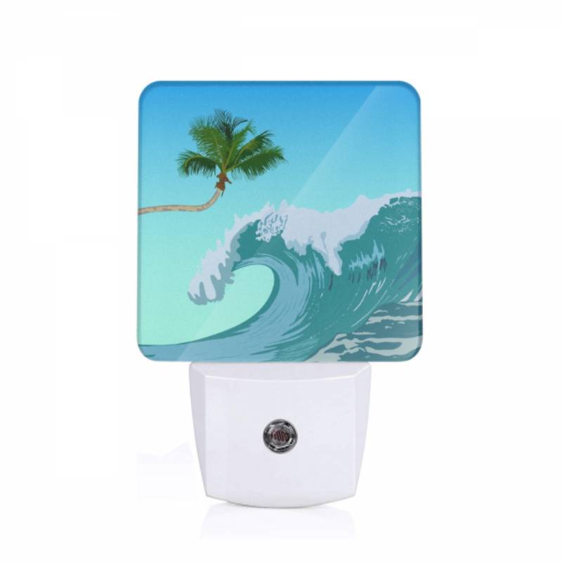 Night Light, A large wave with a palm tree in the background. Night Light, A Large Wave With A Palm Tree In The Background. -Nuas Diy Shop 68cf534dae0ad7a26c40e0e8cde6d8bcf9f6edb8