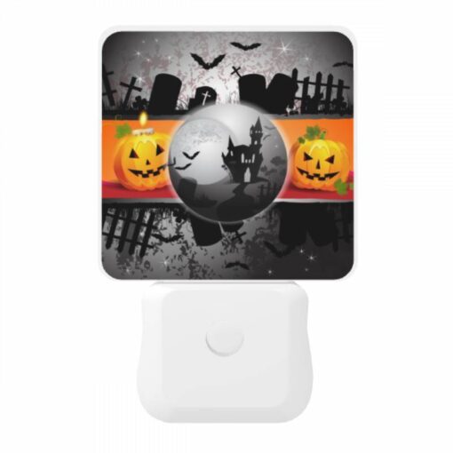 Night Light, A Black And White Image Of A Pumpkin And A Castle. -Nuas Diy Shop 68eaba49a0c7950f0a30caf06f397cf1f67bc455