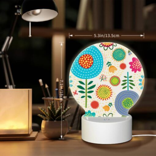Round Acrylic Night Light, A Colorful Flower Pattern With Yellow -Nuas Diy Shop 68f8fd1445a29ed53568d155cfb958c8498bb887