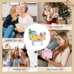 Rectangular Acrylic Night Light, A Colorful Cartoon Of A Beach With A Lighthouse And Palm Trees. -Nuas Diy Shop 69ce72942a31a19b3e6b0e4948ec38bbfae02d40