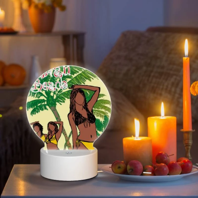 Round Acrylic Night Light, Two women are posing for a picture on a beach. Round Acrylic Night Light, Two Women Are Posing For A Picture On A Beach. -Nuas Diy Shop 69efeb5149afb72fcc03c76baaa637e53554738b