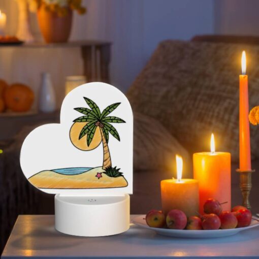 Love Acrylic Night Light, A Cartoon Drawing Of A Palm Tree On A Beach. -Nuas Diy Shop 6a02e63213d34272e3d80dad7ff9fcd6e5ea3437