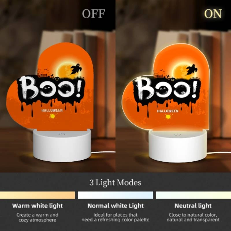 Love Acrylic Night Light, A Halloween poster with a spooky scene and the word "BOO!" written on it. Love Acrylic Night Light, A Halloween Poster With A Spooky Scene And The Word "BOO!" Written On It. -Nuas Diy Shop 6a2e6ace18ca91b7789a6b30c2586d8978fbc0a4