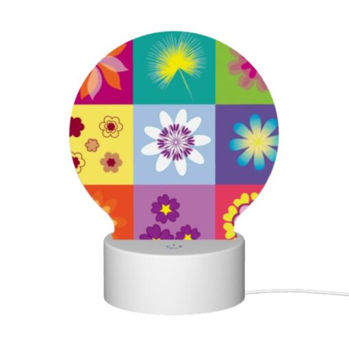 Round Acrylic Night Light, A Colorful Collage Of Flowers In Different Colors. -Nuas Diy Shop 6a462e0af4b2086c37a2de1b455a2788f2d5315f