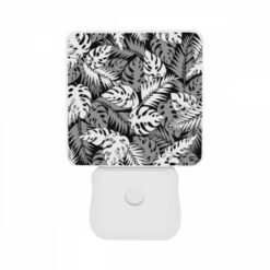 Night Light Set Of 2, A Black And White Image Of A Leafy Plant With A Pattern Of Dots. -Nuas Diy Shop 6acdc4038e6dedcf1ece0b46e7661b7ea51f1c22