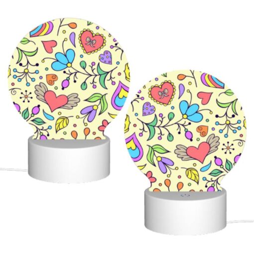 Round Acrylic Night Light, A Colorful Floral Pattern With Hearts And Flowers. -Nuas Diy Shop 6ad5908bceafd031109896ec01891494f72ff0f6