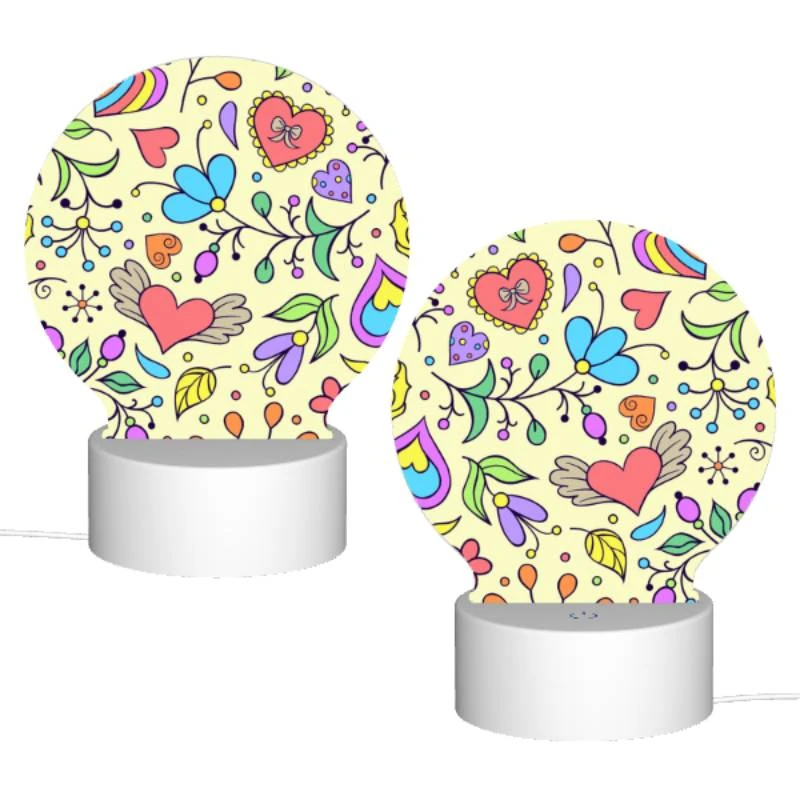 Round Acrylic Night Light, A colorful floral pattern with hearts and flowers. Round Acrylic Night Light, A Colorful Floral Pattern With Hearts And Flowers. -Nuas Diy Shop 6ad5908bceafd031109896ec01891494f72ff0f6