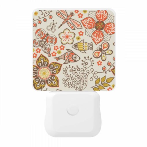 Night Light, A Colorful Floral Pattern With A Fish And A Dragonfly. -Nuas Diy Shop 6bb7e5bf768de1cb3d63e87affeae8ef1df2c07b