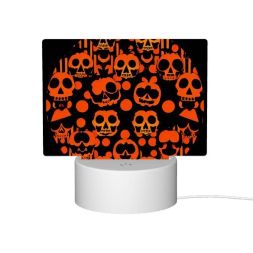 Rectangular Acrylic Night Light, A Round Orange And Black Design With Many Skulls And Pumpkins On It. -Nuas Diy Shop 6bd20b7a824577eca1d8ffb4cbb2450421e3a9ea