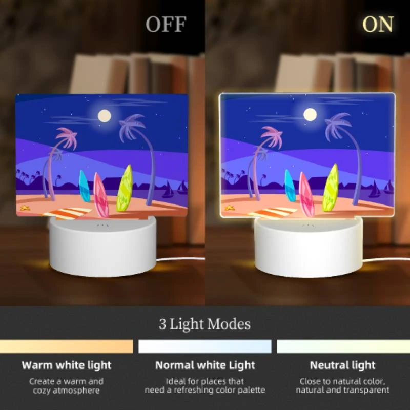 Rectangular Acrylic Night Light, A beach scene with a surfboard and a boat. Rectangular Acrylic Night Light, A Beach Scene With A Surfboard And A Boat. -Nuas Diy Shop 6be4db28da259c591dbe2b4d5a65613be8d0d16d