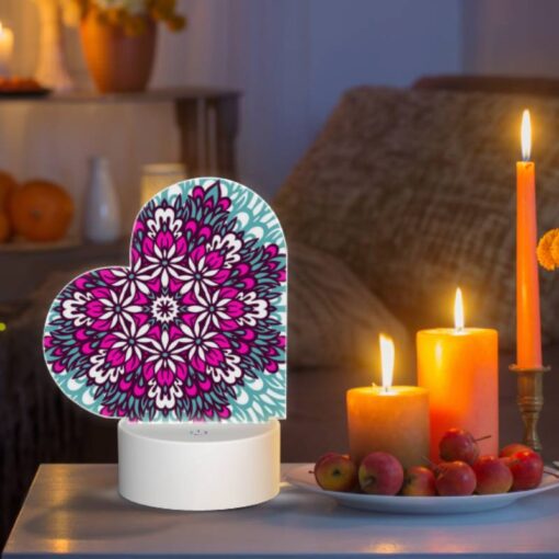 Love Acrylic Night Light, A Colorful Flower Design With Pink And Purple Hues. -Nuas Diy Shop 6c276927ddebe1a1085b094960bcb4429788d78a
