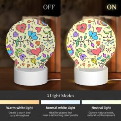 Round Acrylic Night Light, A Colorful Floral Pattern With Hearts And Flowers. -Nuas Diy Shop 6ca6ac1a6d2e906e5959a23b4fa2689c3951e240