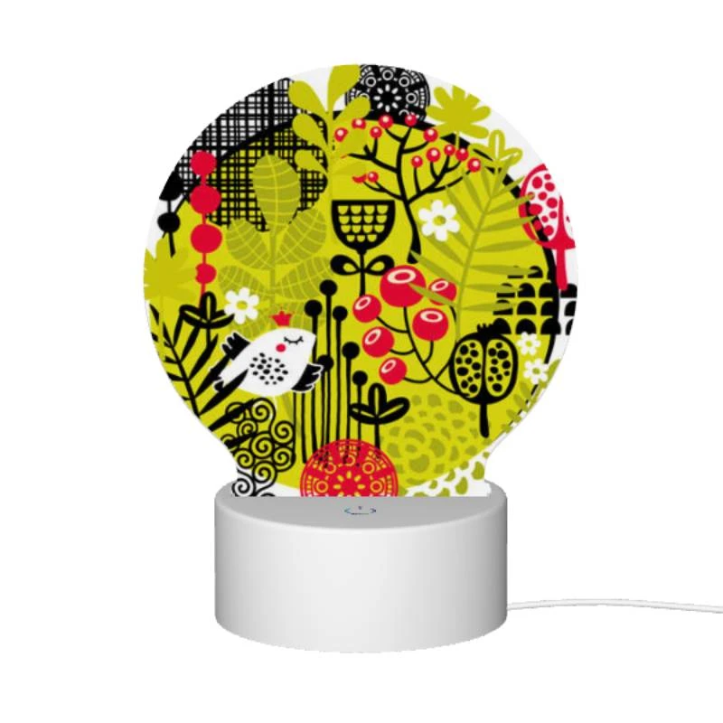 Round Acrylic Night Light, A colorful illustration of a bird surrounded by plants. Round Acrylic Night Light, A Colorful Illustration Of A Bird Surrounded By Plants. -Nuas Diy Shop 6cc876b011d377f5492003e779e47131713a53bd