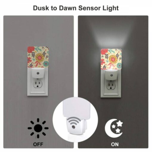 Night Light Set Of 2, A Colorful Floral Pattern With A Yellow Center. -Nuas Diy Shop 6ce4da73f9a93b3597b9987fa13cbcf6a0253259