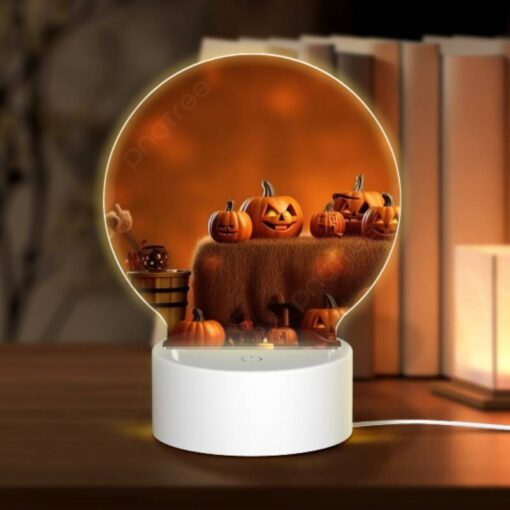 Round Acrylic Night Light, A Table Full Of Pumpkins And Gourds. -Nuas Diy Shop 6ce92cf53d757caf193b0f21bb907028114f4001