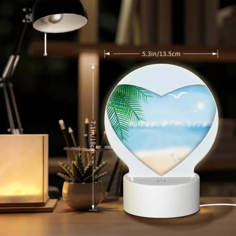 Round Acrylic Night Light, A heart shaped picture of a beach with a bird flying over the ocean. Round Acrylic Night Light, A Heart Shaped Picture Of A Beach With A Bird Flying Over The Ocean. -Nuas Diy Shop 6cf6ec8f5d238691b37ebfee93de3e8e43af4640