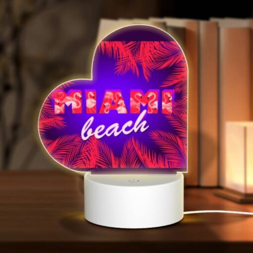 Love Acrylic Night Light, A Colorful Image Of A Beach With Palm Trees And The Word "Miami" Written In Red. -Nuas Diy Shop 6d4a723fe239f2214ae50cfa365ea80d88432a60