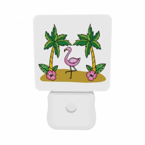 Night Light Set Of 2, A Pink Flamingo Stands Between Two Palm Trees. -Nuas Diy Shop 6d6c78aad46532473b45ff325e640af23d139153
