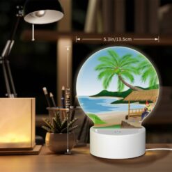 Round Acrylic Night Light, A Man Is Sitting Under A Palm Tree On A Beach. -Nuas Diy Shop 6e0b367dde4c8c4476032ca44dc2a8c8a1b05dc3
