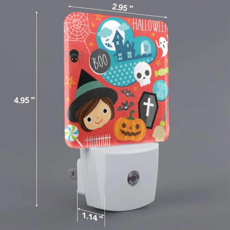 Night Light Set of 2, A Halloween themed image with a girl and various Halloween symbols. Night Light Set Of 2, A Halloween Themed Image With A Girl And Various Halloween Symbols. -Nuas Diy Shop 6e0d6e4c1ac4b53c35a5c14993a4dc17bf66a481